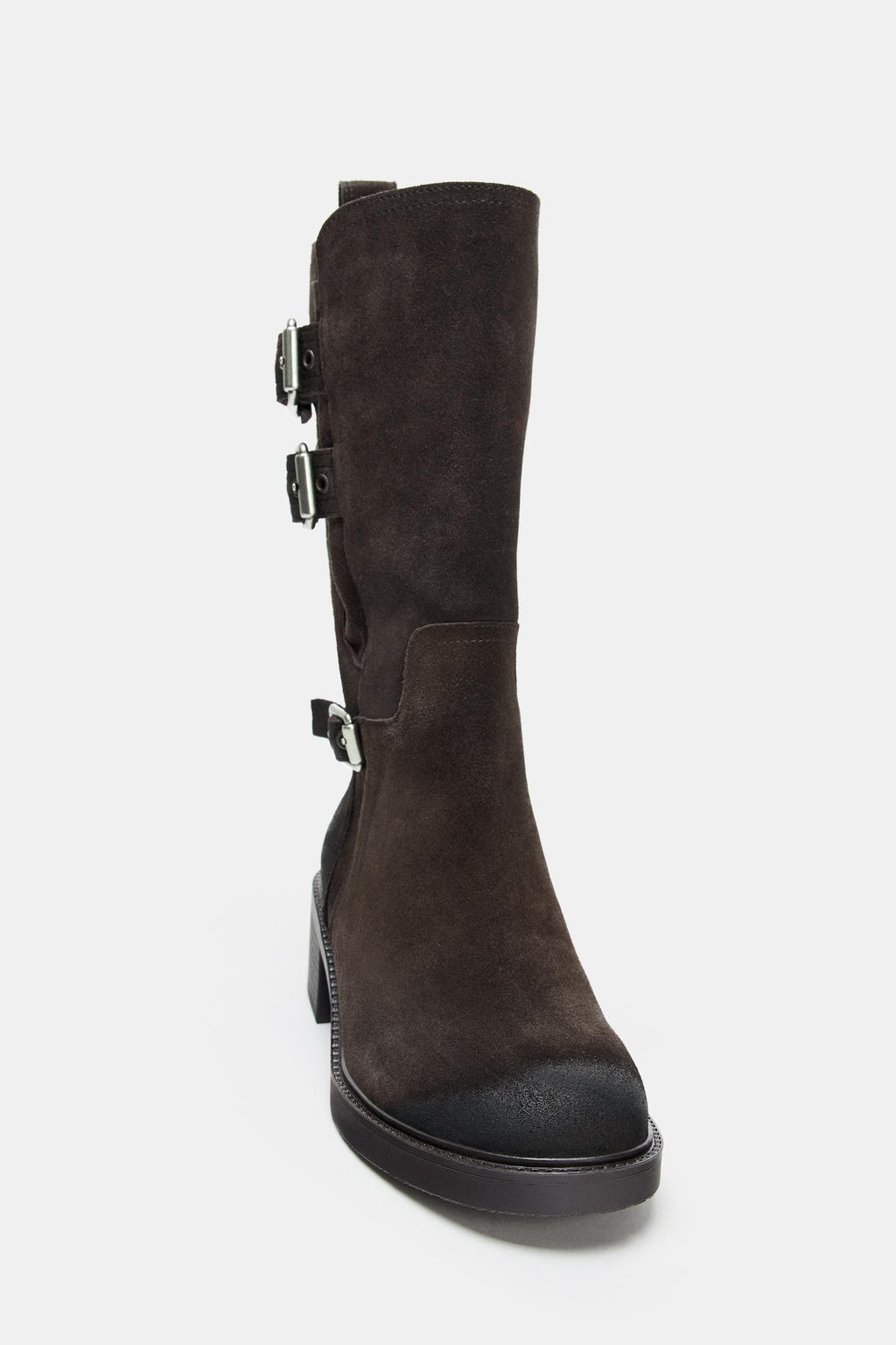 BUCKLED SPLIT SUEDE ANKLE BOOTS - Zara фото 5