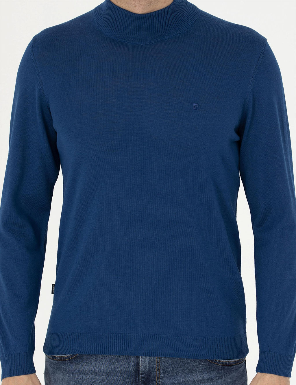 _ndigo Slim Fit Yar_m Bal_k__ Yaka Y_n Kar___ml_ Basic Triko Kazak - Pierre cardin фото 6
