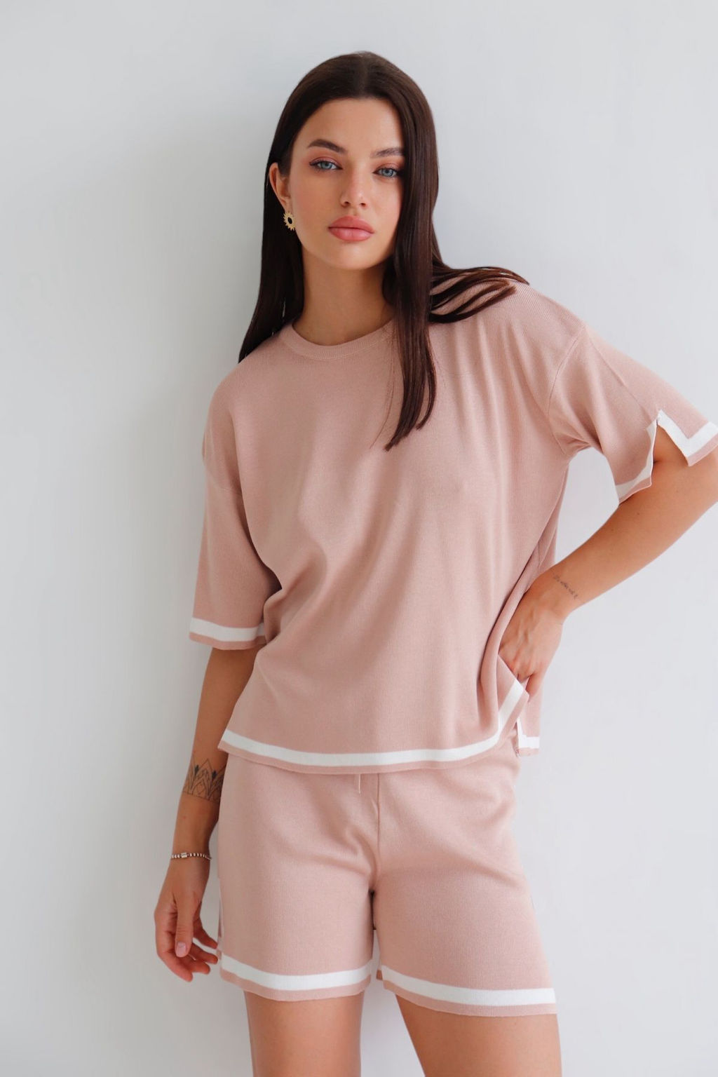 13110 Костюм летний бежевый с контрастной отделкой - Martichelli фото 7