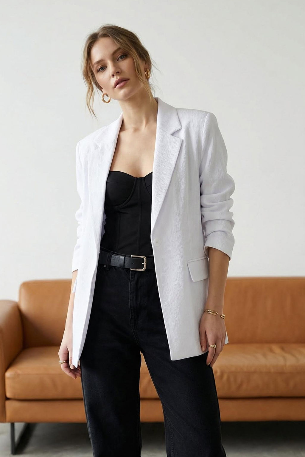 TRENDYOLMILLA Beyaz Vatkal? Oversize Blazer Ceket TWOSS25BC00033 фото 6