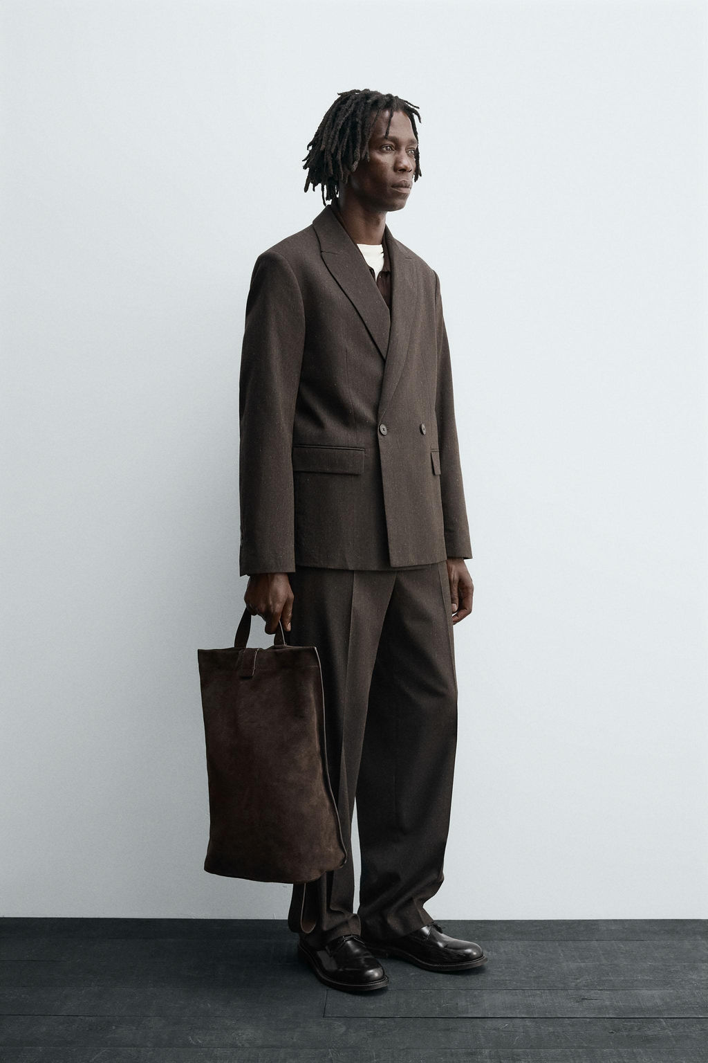 DOUBLE-BREASTED WOOL BLEND SUIT BLAZER - Zara фото 4