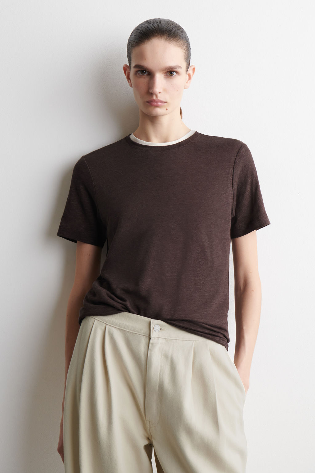 CAMISETA DE LINO CON CUELLO REDONDO - H&m фото 4