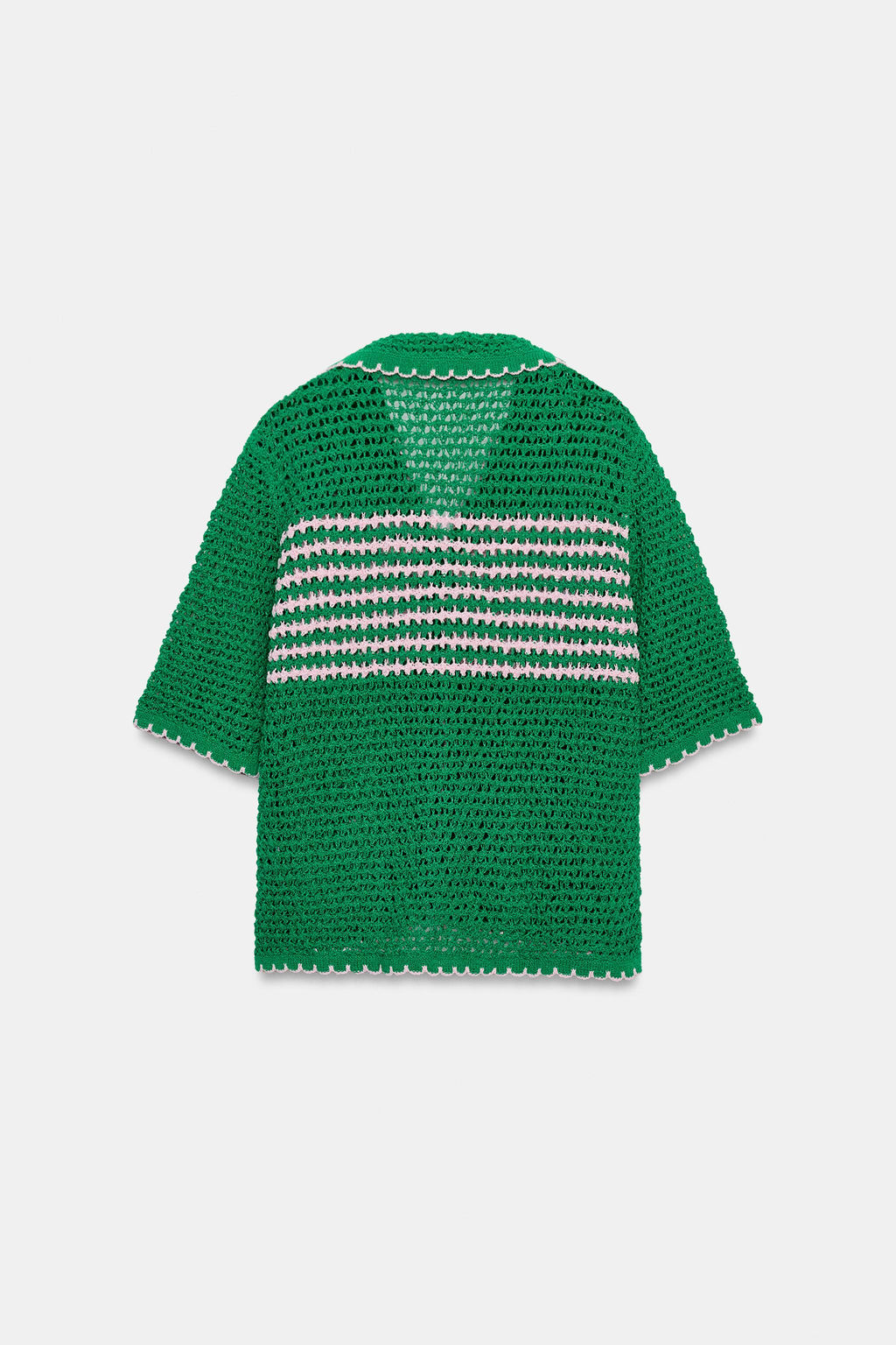 CHAQUETA PUNTO CALADO RAYAS MANGA CORTA / Verde - Zara фото 6