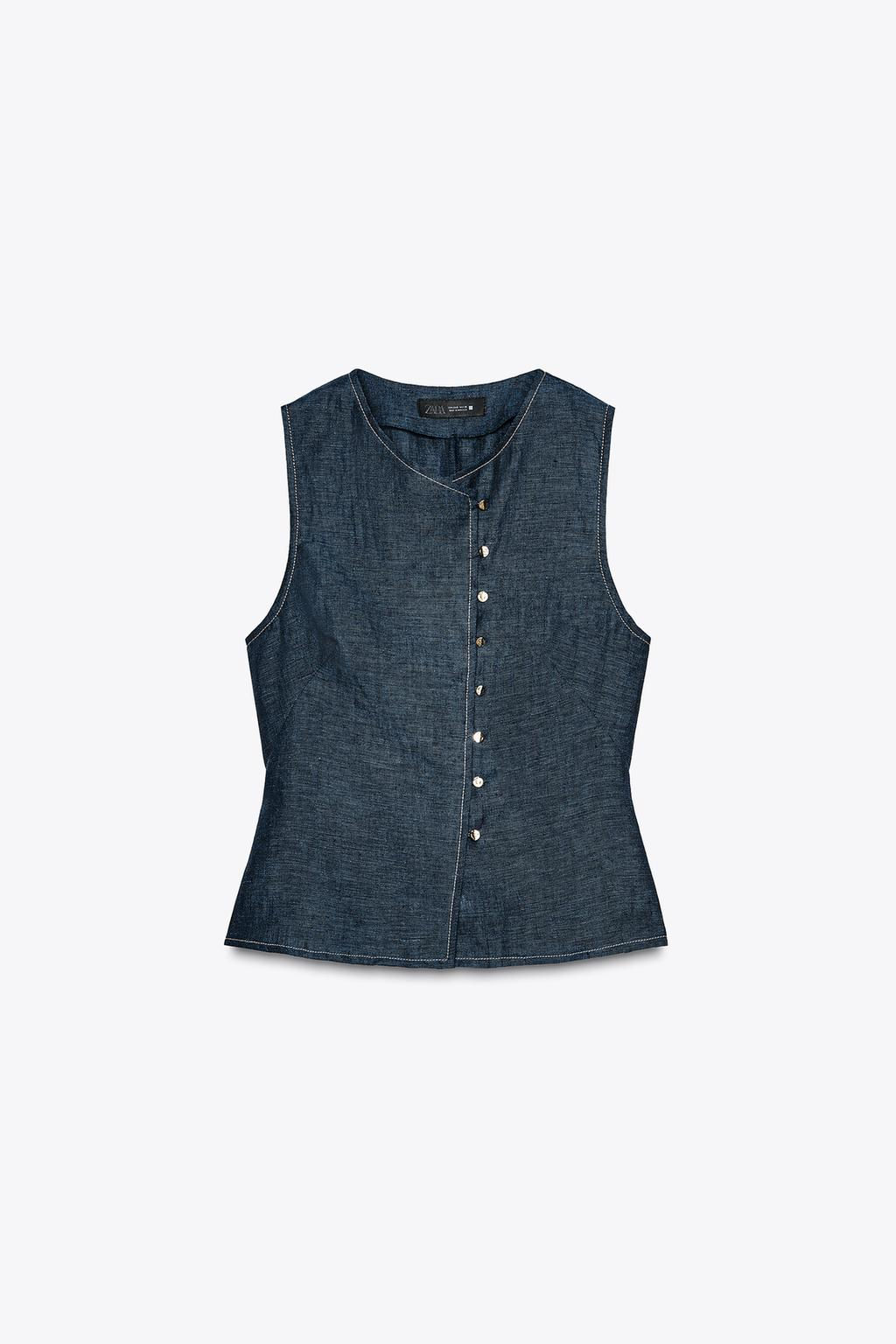 DOUBLE-BREASTED LINEN WAISTCOAT - Zara фото 5