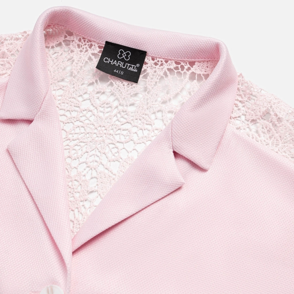 Рубашка комбинированная с кружевом, Стильное дежавю (розовый сон) - Charutti фото 6