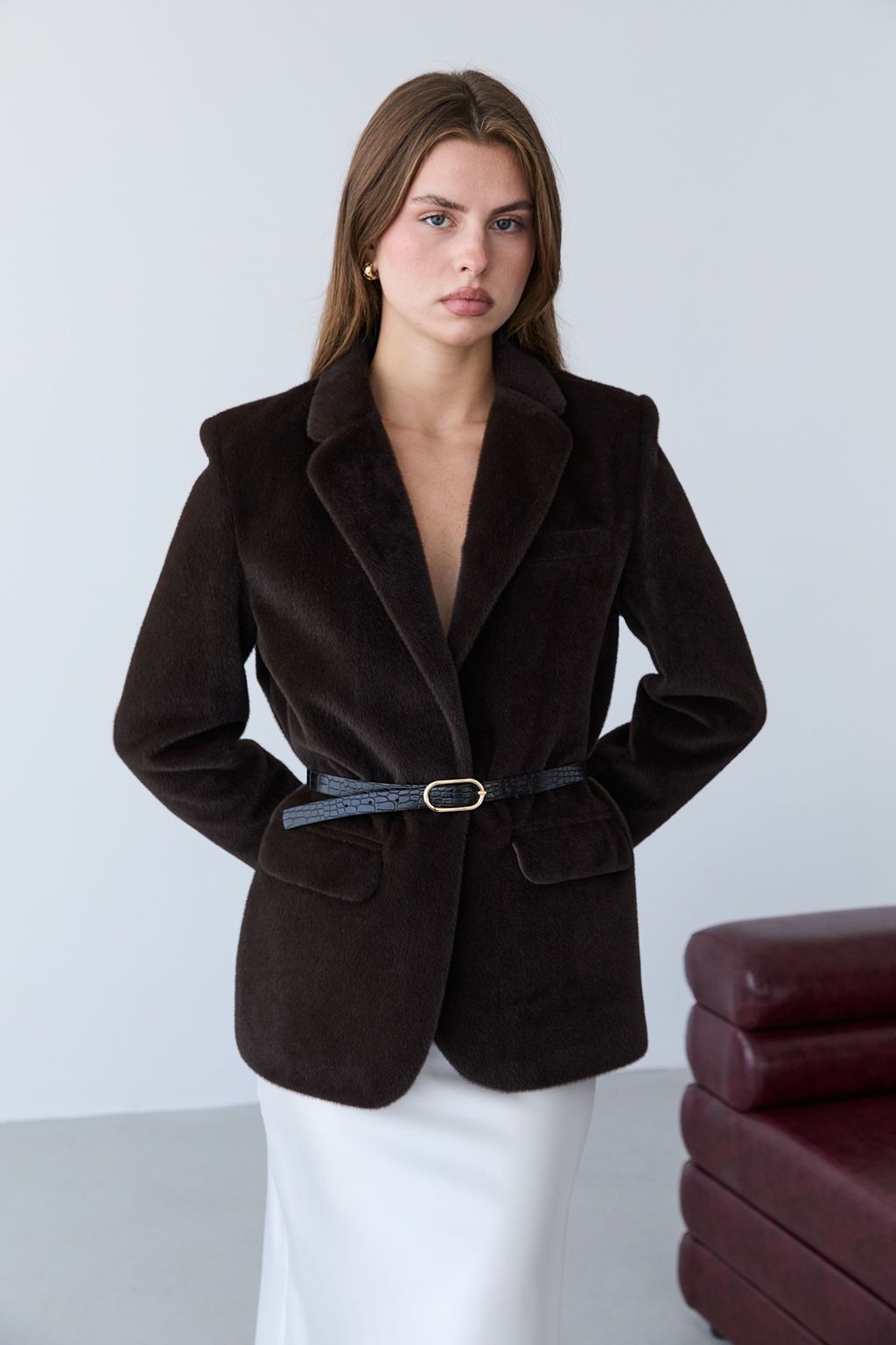 Kahverengi Kemerli T_yl_ Ka_e Regular/Normal Kal_p Blazer Blazer Ceket TWOAW26BC00041 - Trendyolmilla фото 2
