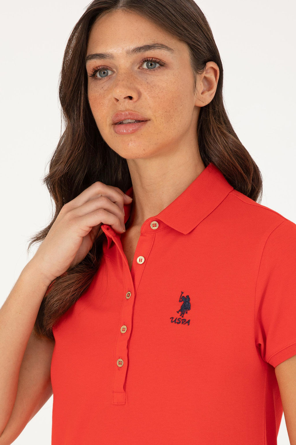 Платье G082GL075 Polo Yaka мини красное из хлопка
