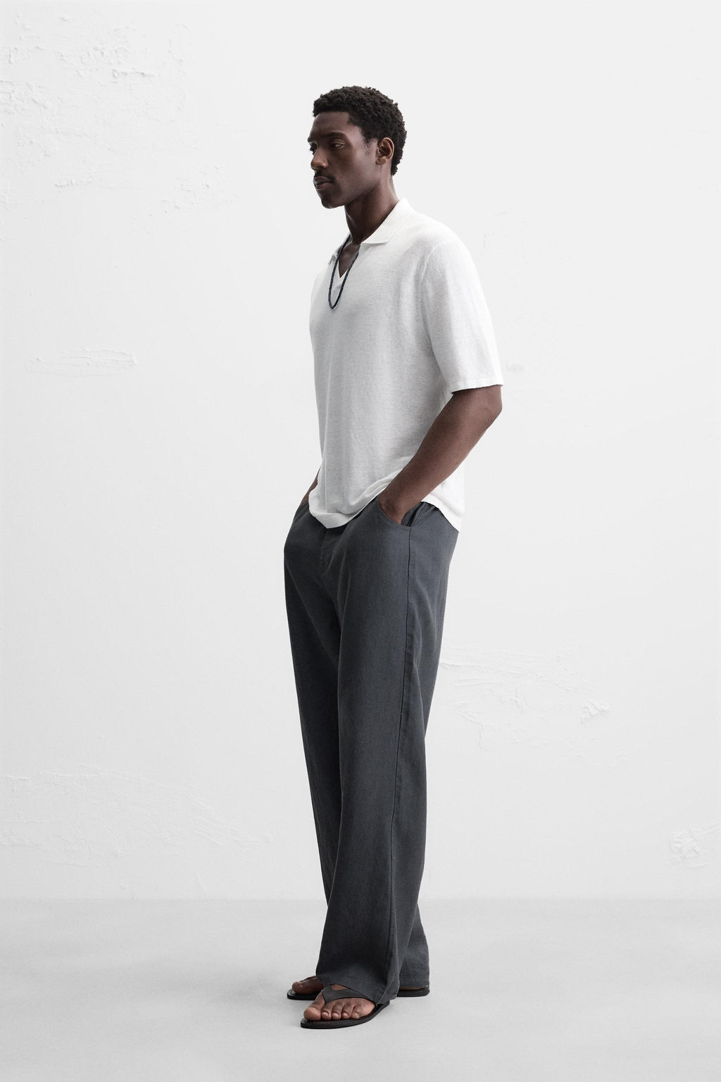 100% HEMP KNIT POLO SHIRT - Zara фото 4