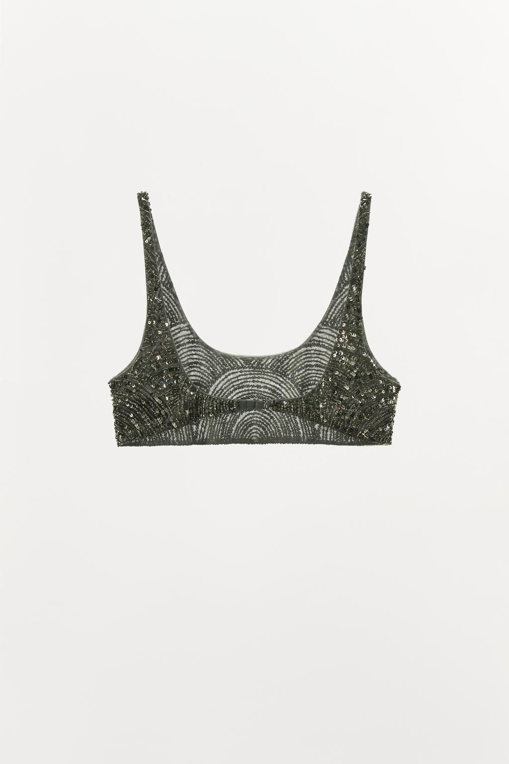 SEQUINNED BEADED BANDEAU TOP - Zara фото 5