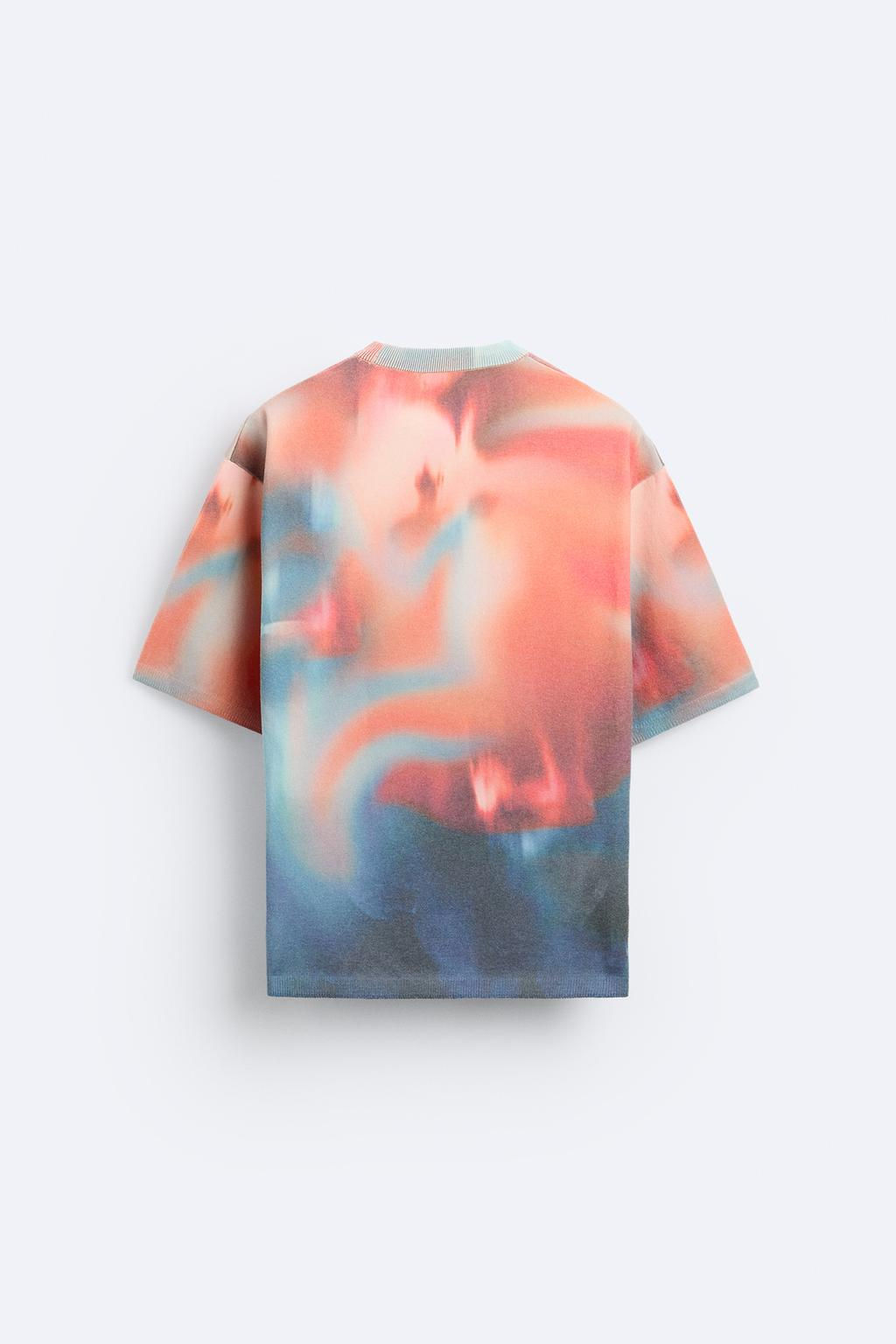 KNIT T-SHIRT WITH ABSTRACT PRINT - Zara фото 7