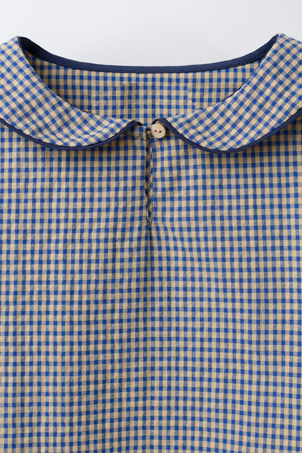 CAMISA CUELLO BOBO CUADROS / Crudo / Azul - Zara фото 5