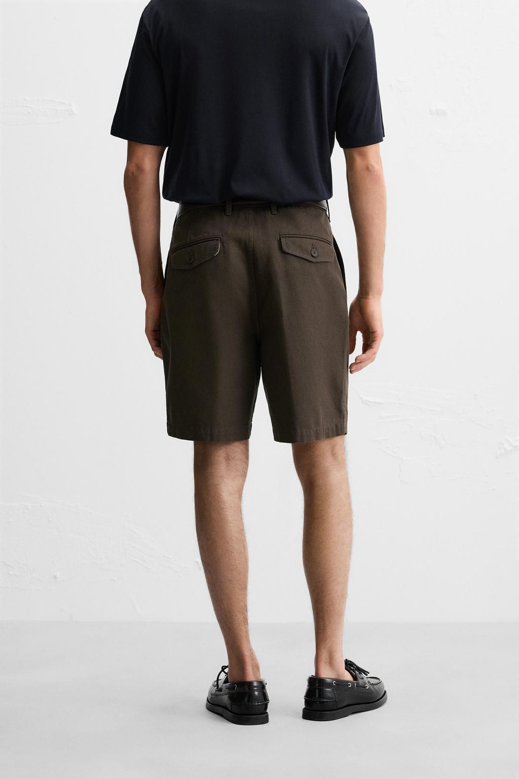 REGULAR FIT PLEATED BERMUDA SHORTS - Zara фото 3