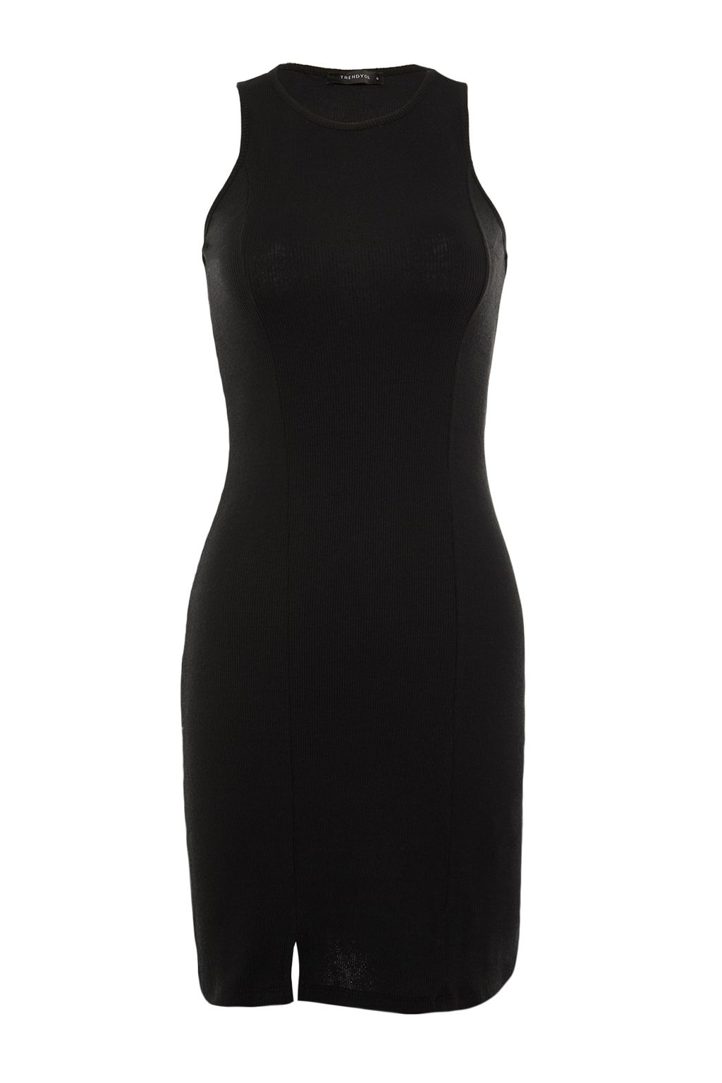Siyah Y?rtmac Detayl? Vucuda Oturan Halter Yaka Mini Fitilli Esnek Orme Kalem Elbise TWOSS21EL1487 - Trendyolmilla фото 6