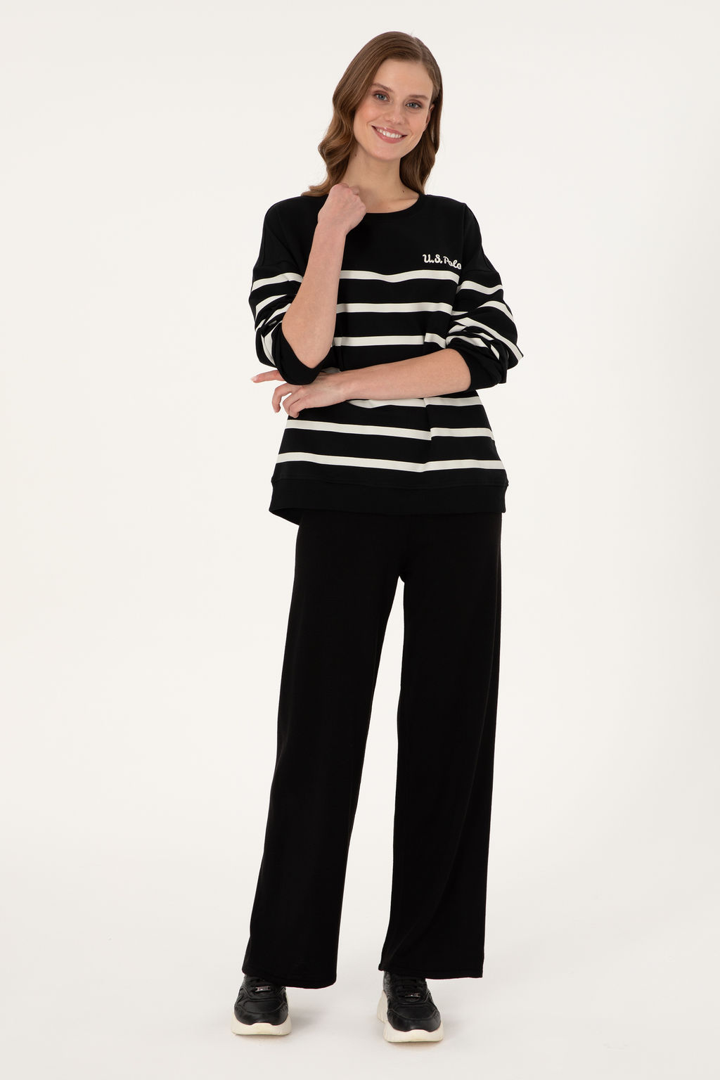 KadДn Siyah Loose Fit Triko Pantolon