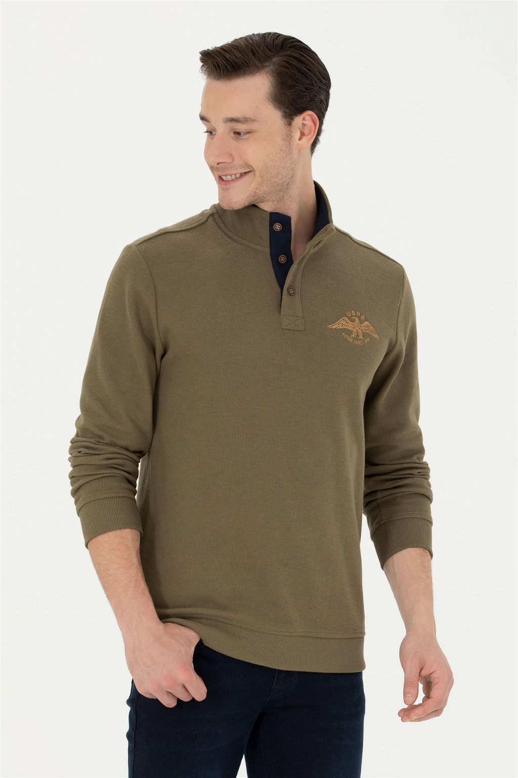 Мужской свитшот цвета хаки - U.s. polo assn фото 8