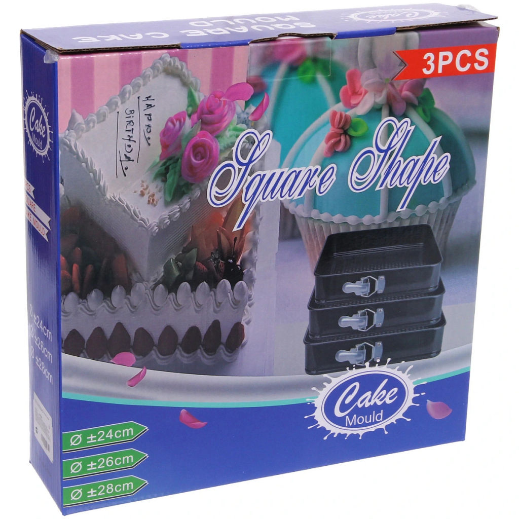 Набор из 3-х форм для выпечки раскладных, квадрат 24*24*7см,26*26*7см,28*28*7см