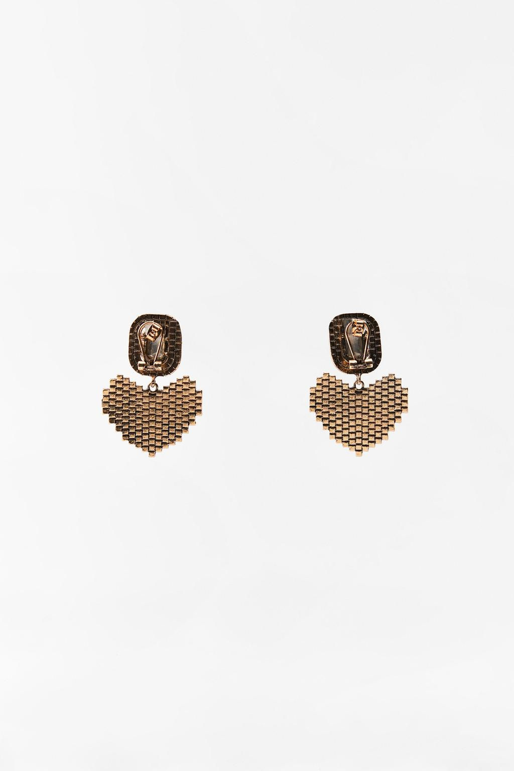 RHINESTONE HEART EARRINGS - Zara фото 3