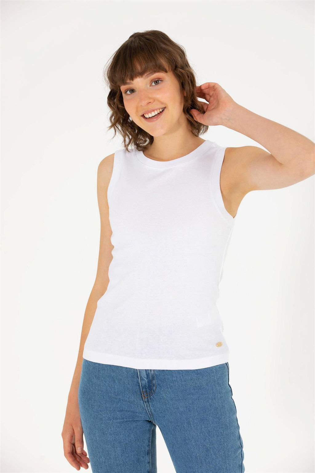 U. S. Polo Assn Женская белая базовая футболка без рукавов с круглым вырезом - U.s. polo assn фото 10