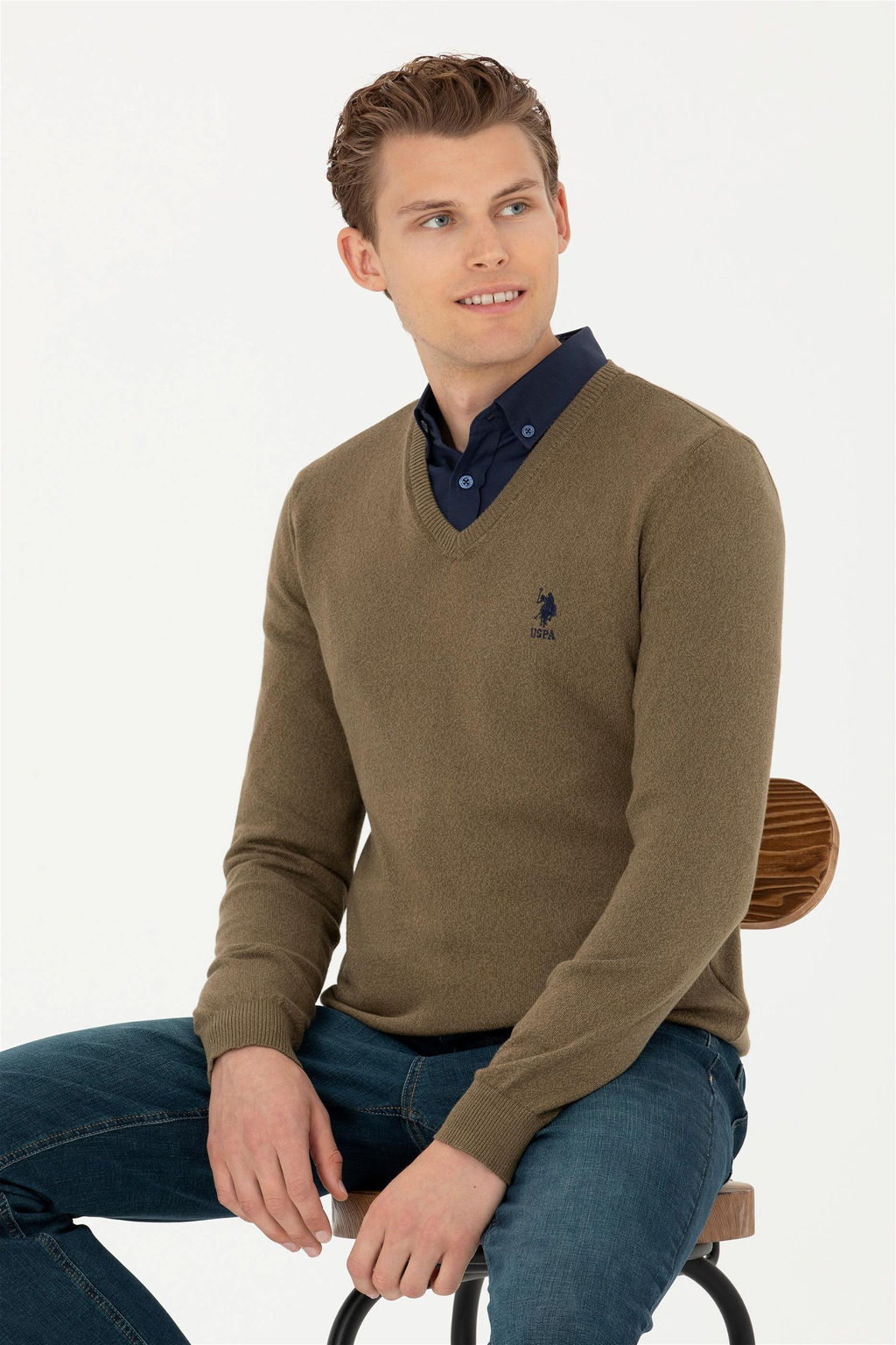 Мужской свитер цвета хаки - U.s. polo assn фото 8