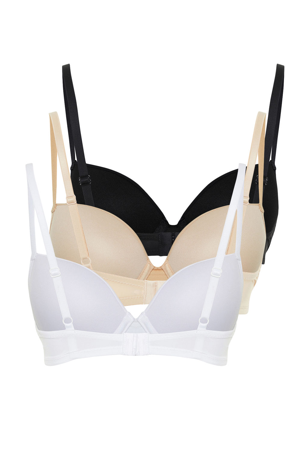 TRENDYOLMILLA Siyah-Beyaz-Ten 3lu Paket Micro Ip Ask?l? Dolgusuz Sabit Kapl? Orme Sutyen THMSS24SU00042  фото 8