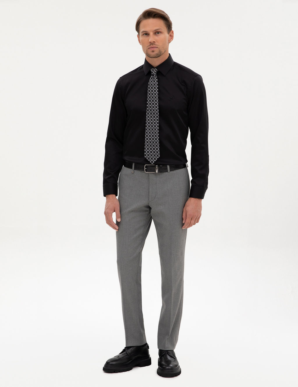 Siyah Non Iron Kolay _t_lenebilir Slim Fit G_mlek