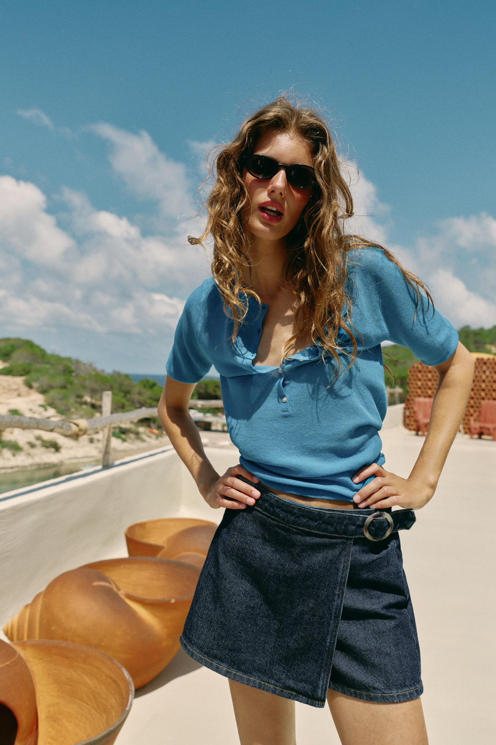 FALDA PANTAL?N Z1975 CRUZADA DENIM HEBILLA / Azul - Zara фото 3