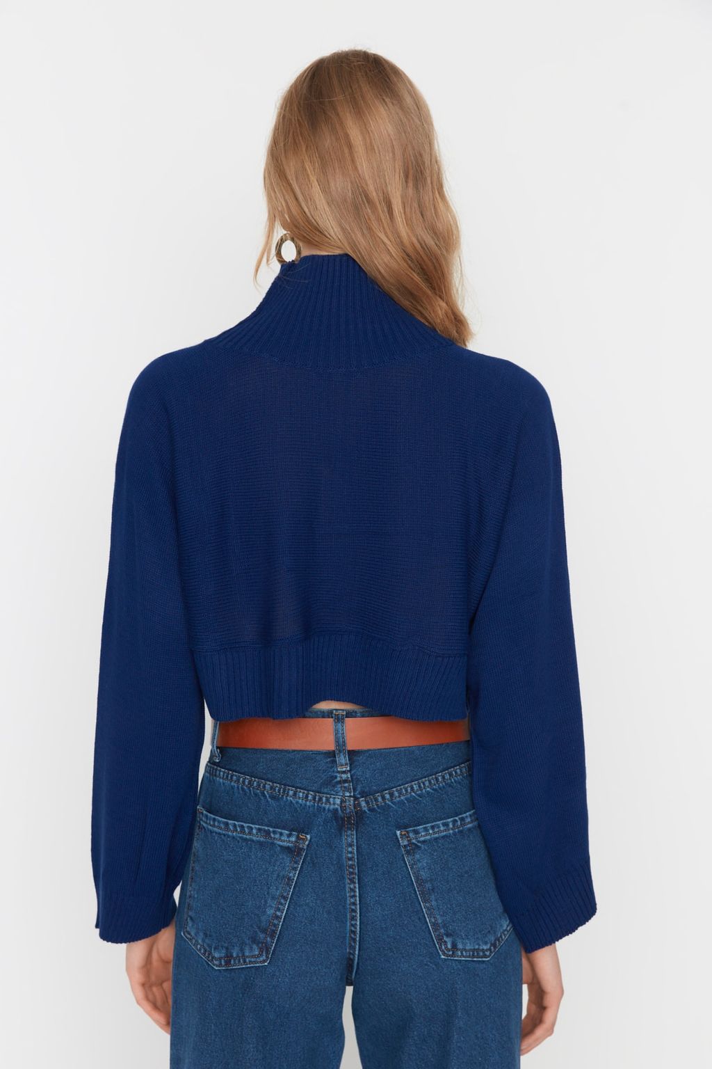 Lacivert Super Crop Basic Triko Kazak TWOAW21KZ0163