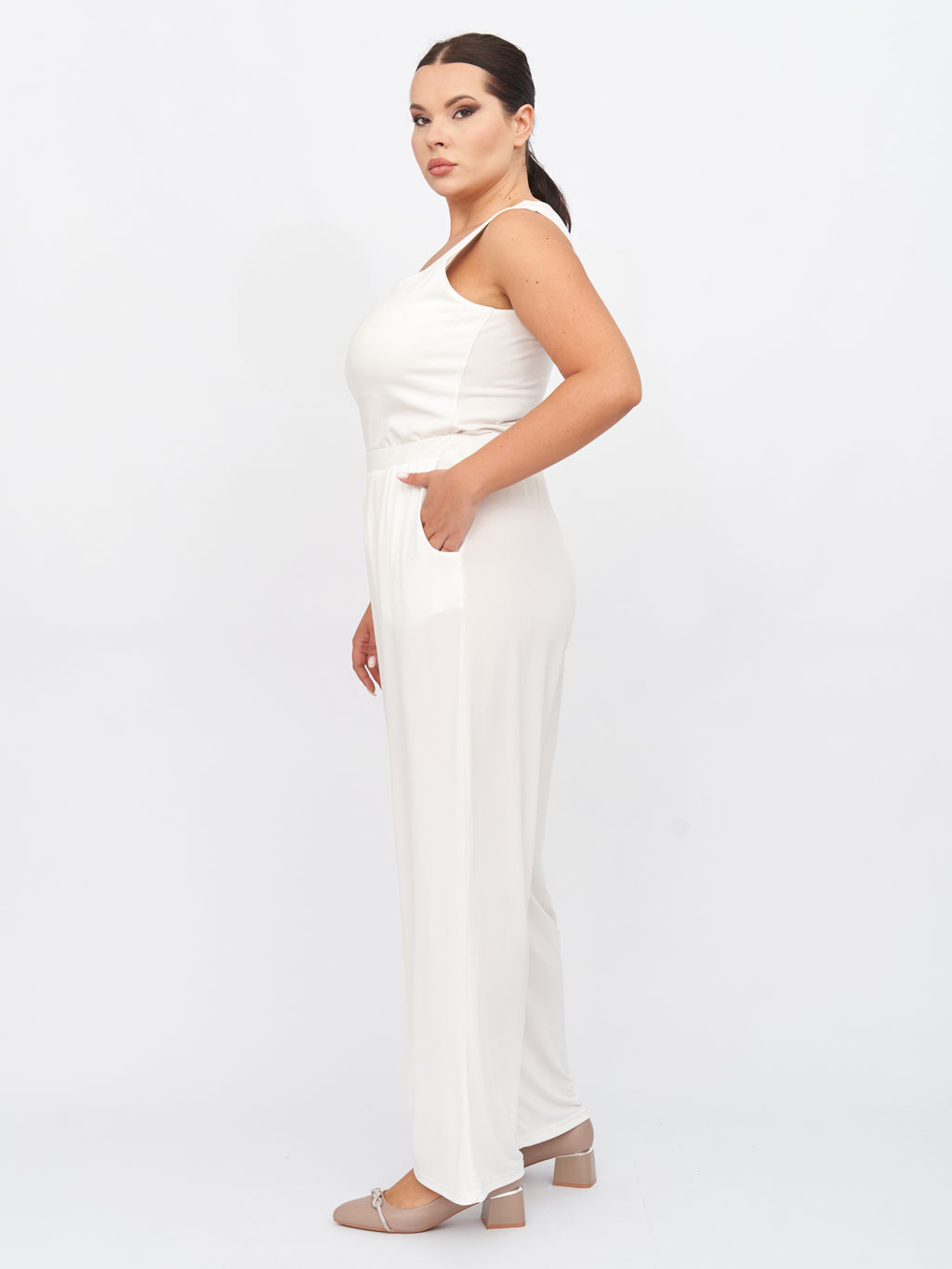 Брюки из холодного трикотажа TBB02107WHT02 - Артесса фото 9