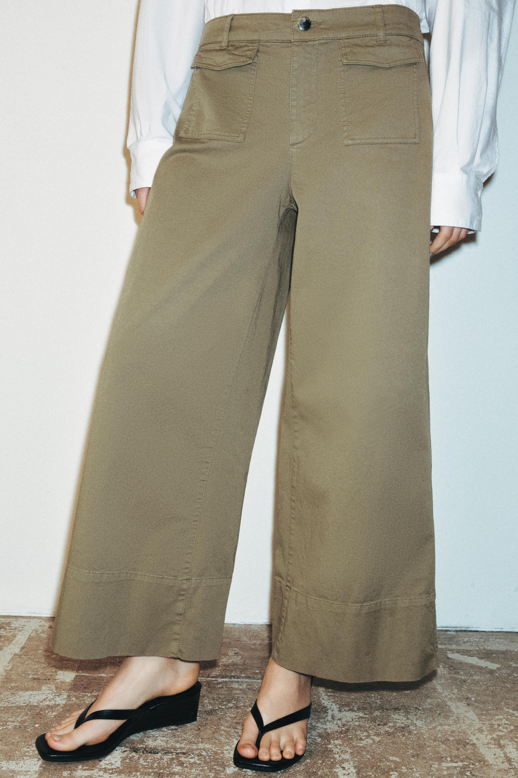 PANTALON Z1975 CULOTTE DENIM / Khaki - Zara фото 4