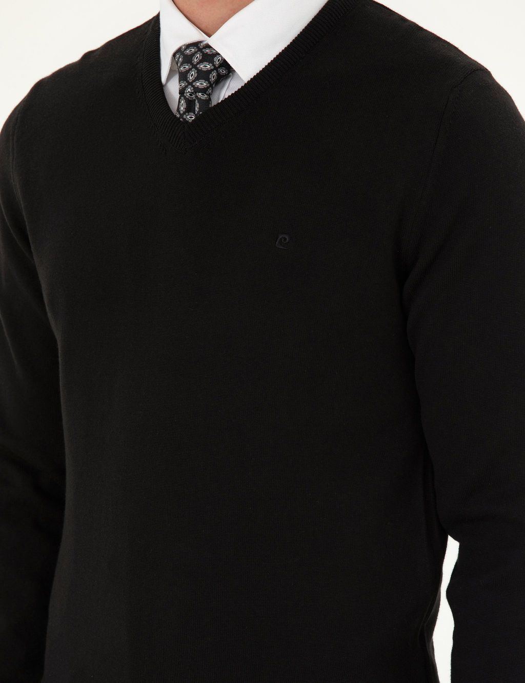 Siyah Slim Fit V Yaka Basic Triko Kazak - Pierre cardin фото 7