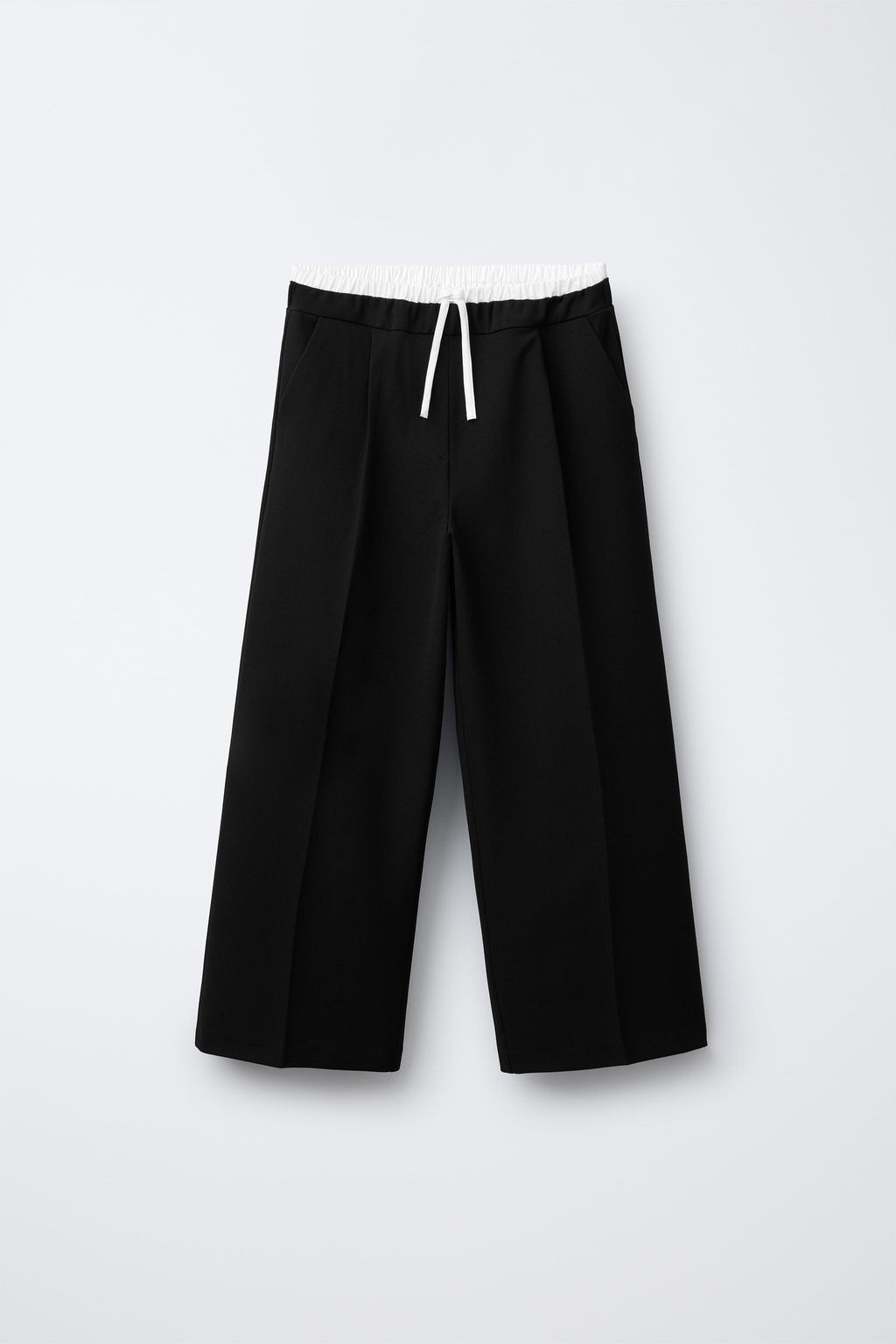 PANTAL?N WIDE LEG CINTURILLA DOBLE / Negro - Zara фото 2