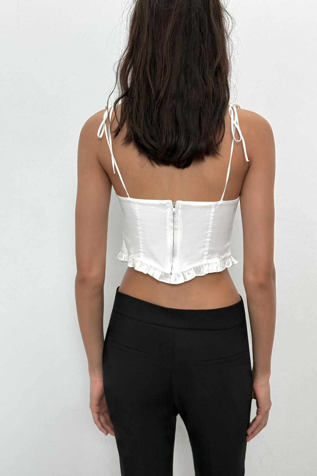 TOP CROP CORSETERO POPEL?N / Blanco - Zara фото 5