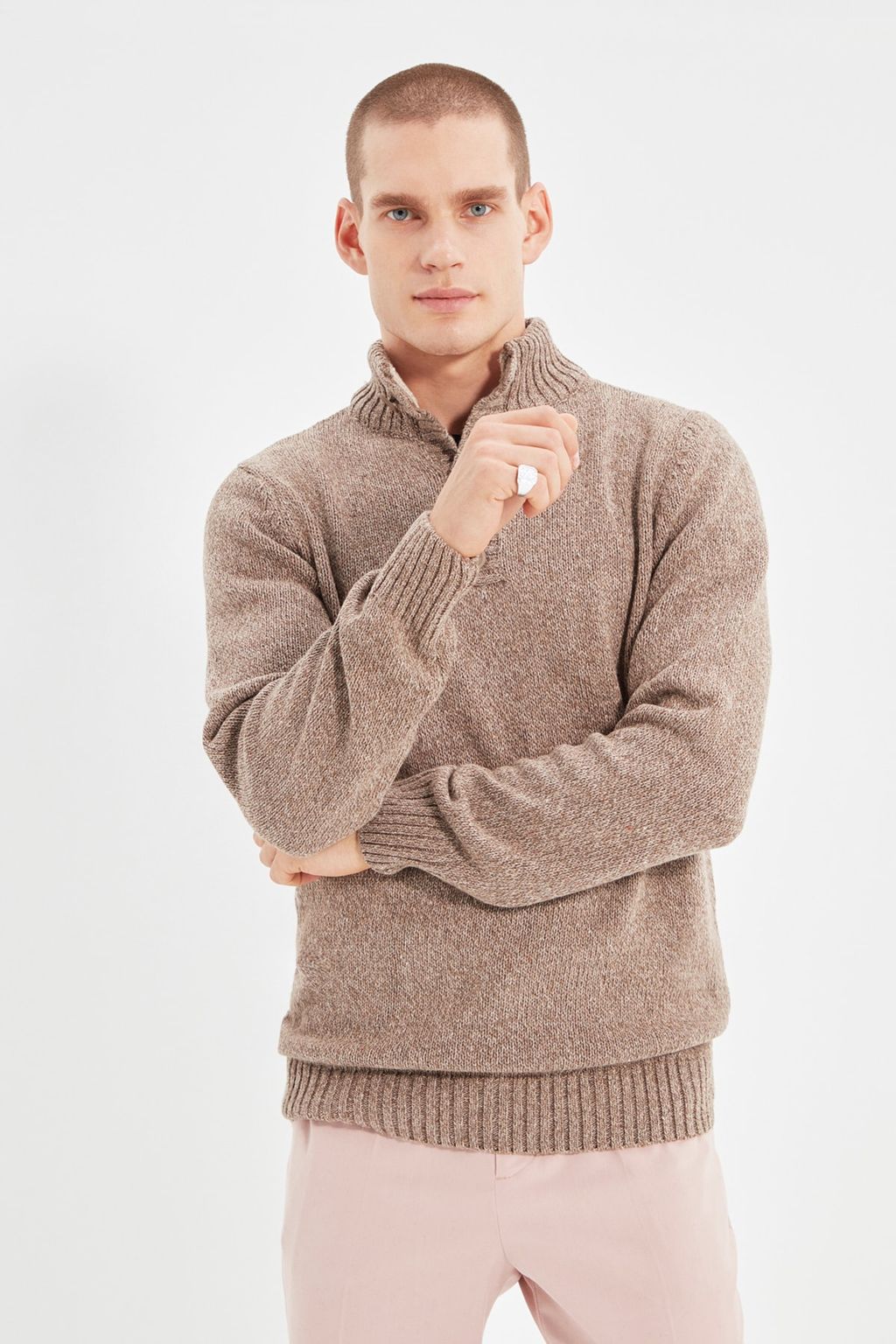 TRENDYOL MAN Vizon Casual Slim Fit Yunlu Yar?m Bal?kc? Dugmeli Triko Kazak TMNAW21KZ0394 - Trendyolmilla фото 10