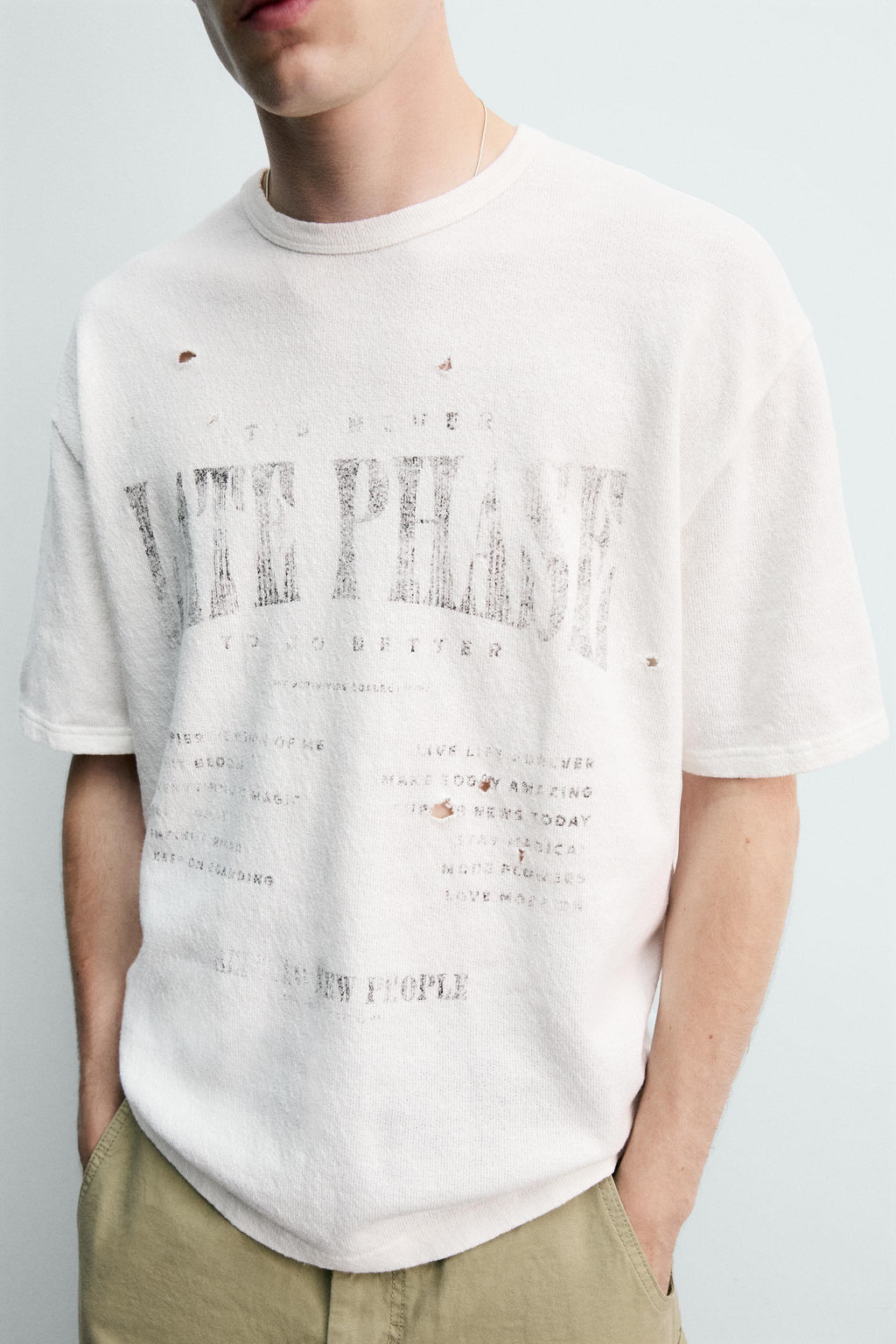 CAMISETA PUNTO ESTAMPADOS LAVADOS / Blanco