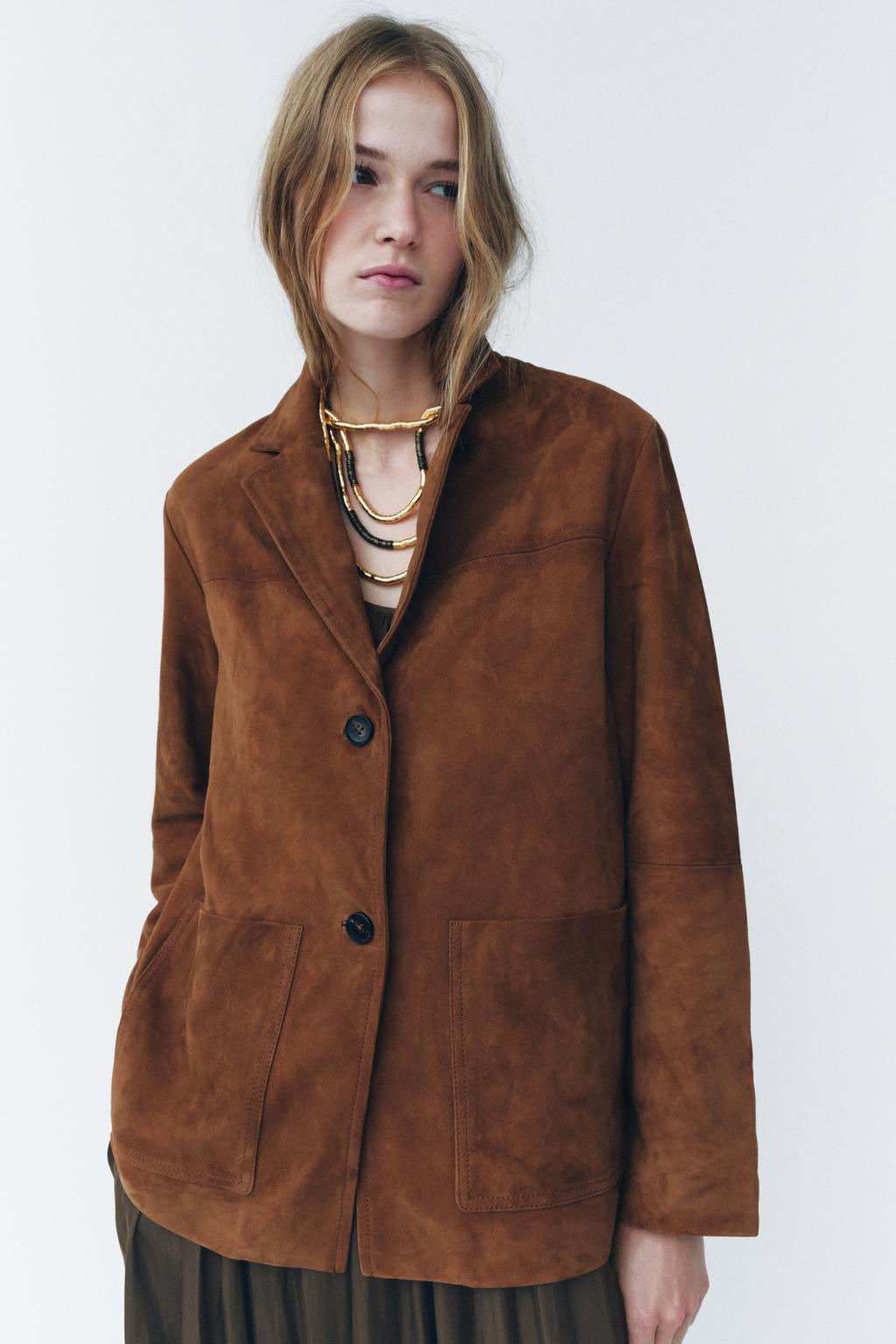 ZW COLLECTION LIMITED EDITION 100% SUEDE OVERSIZE BLAZER - Zara фото 11