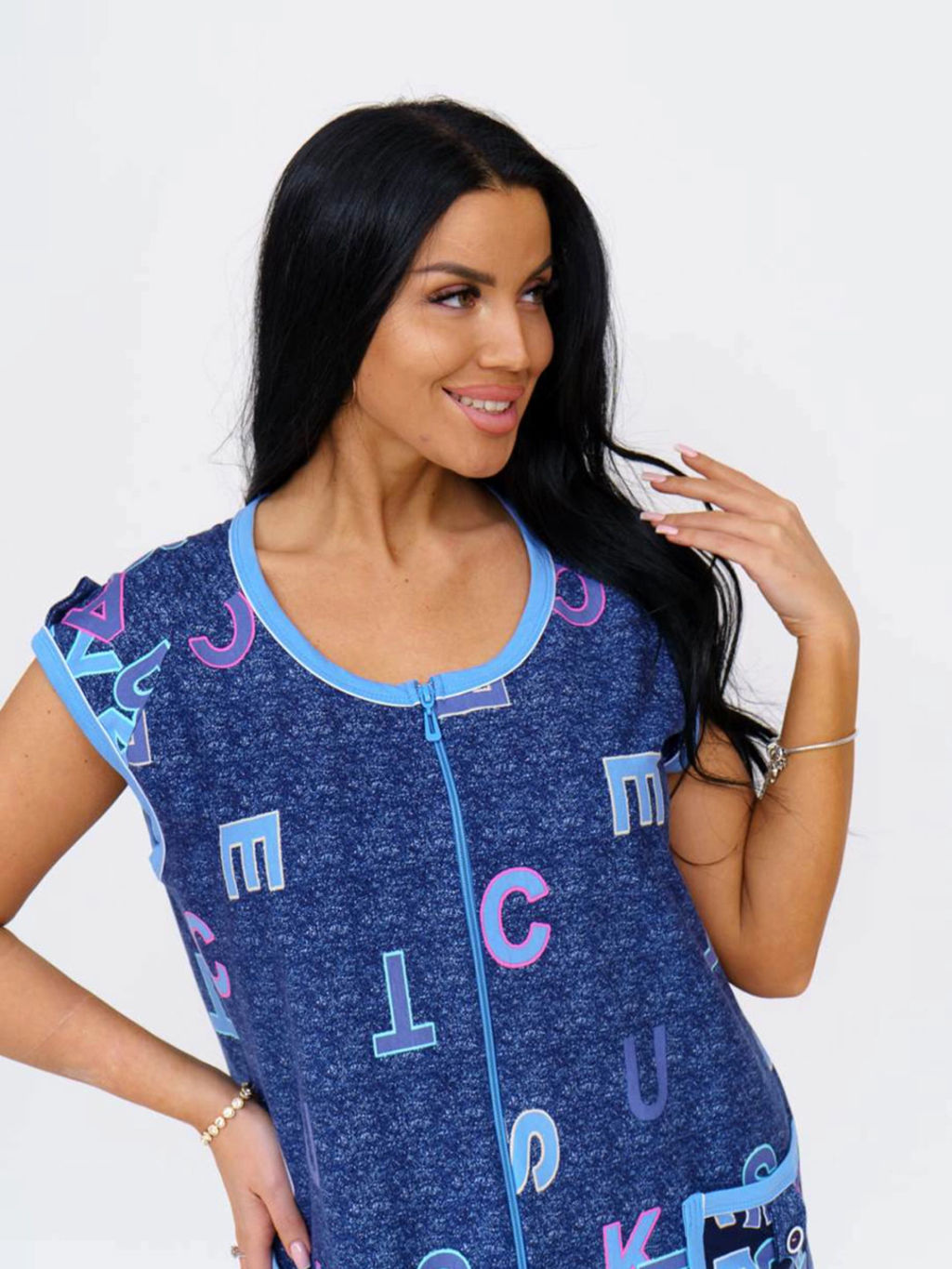 Халат женский, цвет синий