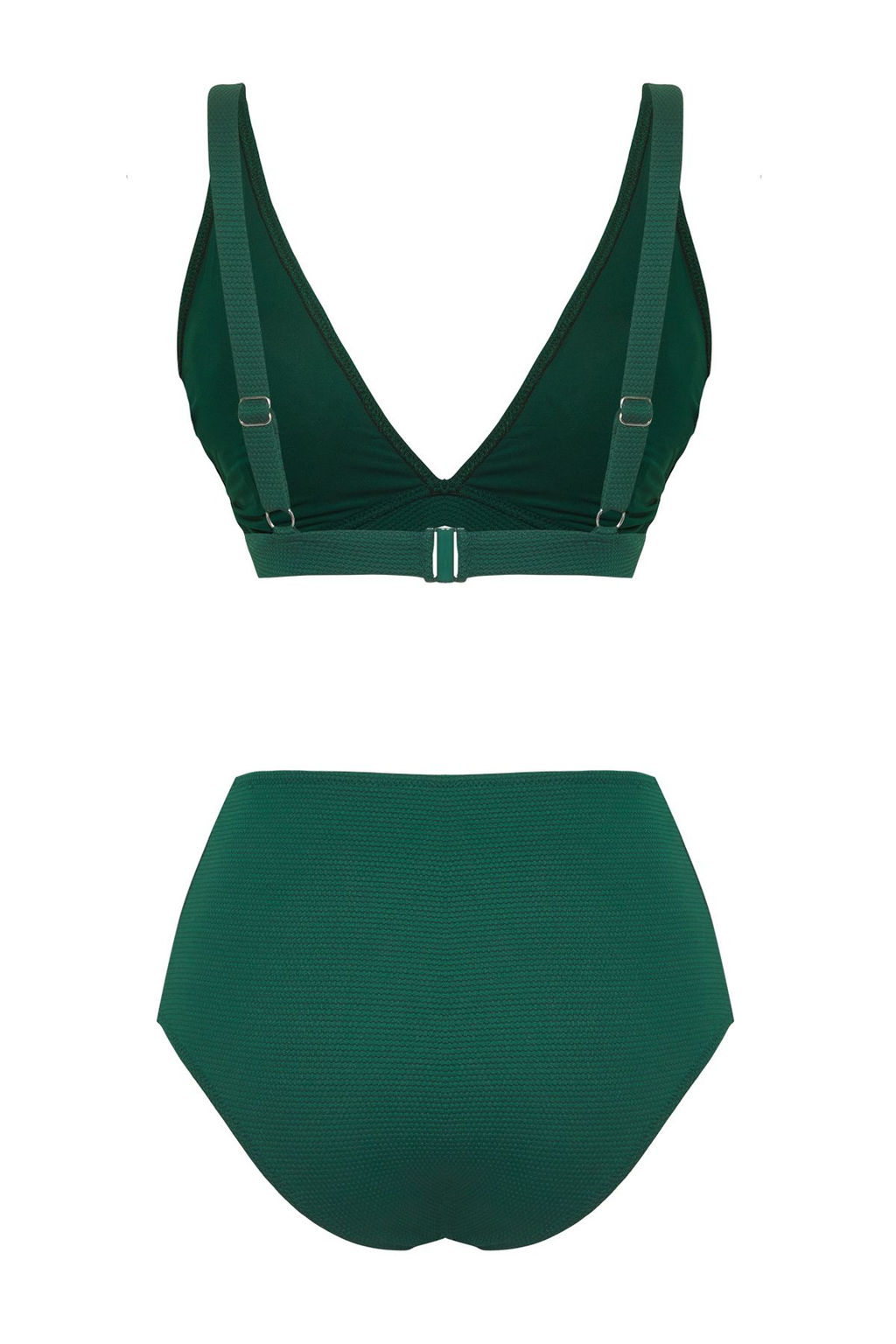 Trendyolmilla Zumrut Yesili Ucgen Dokulu Yuksek Bel Regular Bikini Tak?m? TBESS25BT00117 фото 12