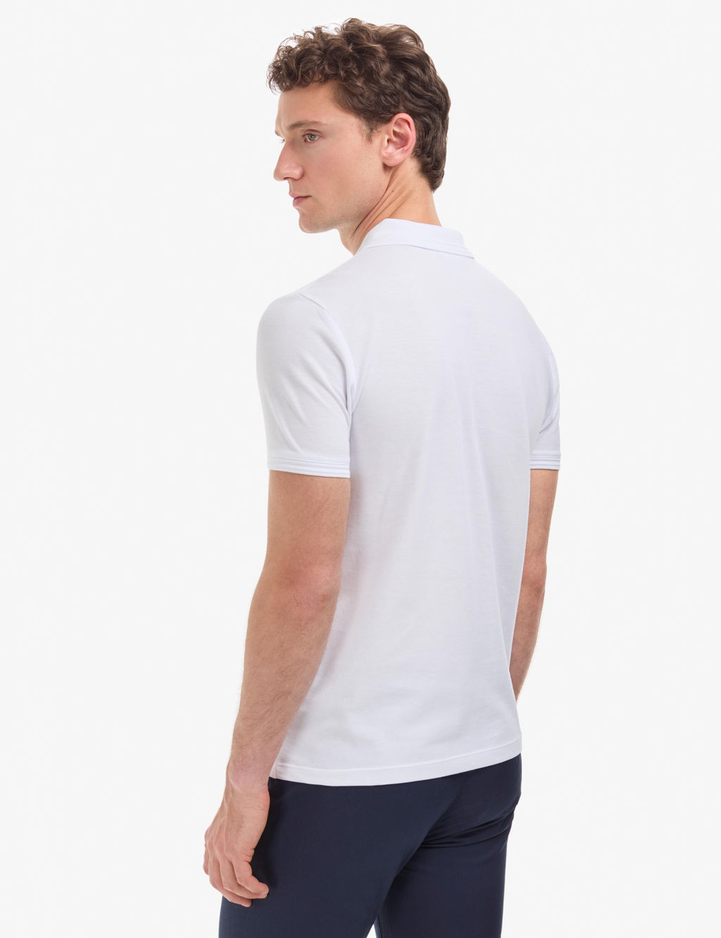 Beyaz Slim Fit %100 Pamuk K_vr_lmaz Polo Yaka Basic Ti__rt