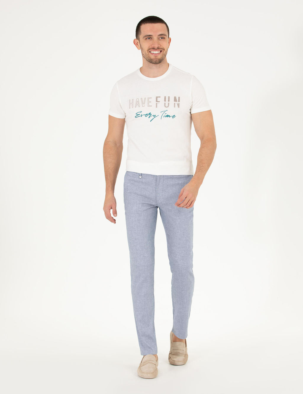 A__k Mavi Keten Kar___ml_ Jogger Kuma_ Pantolon - Pierre cardin фото 3