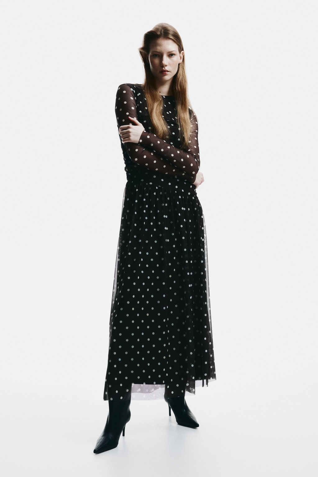 Vestido drapeado de malla - H&m фото 7