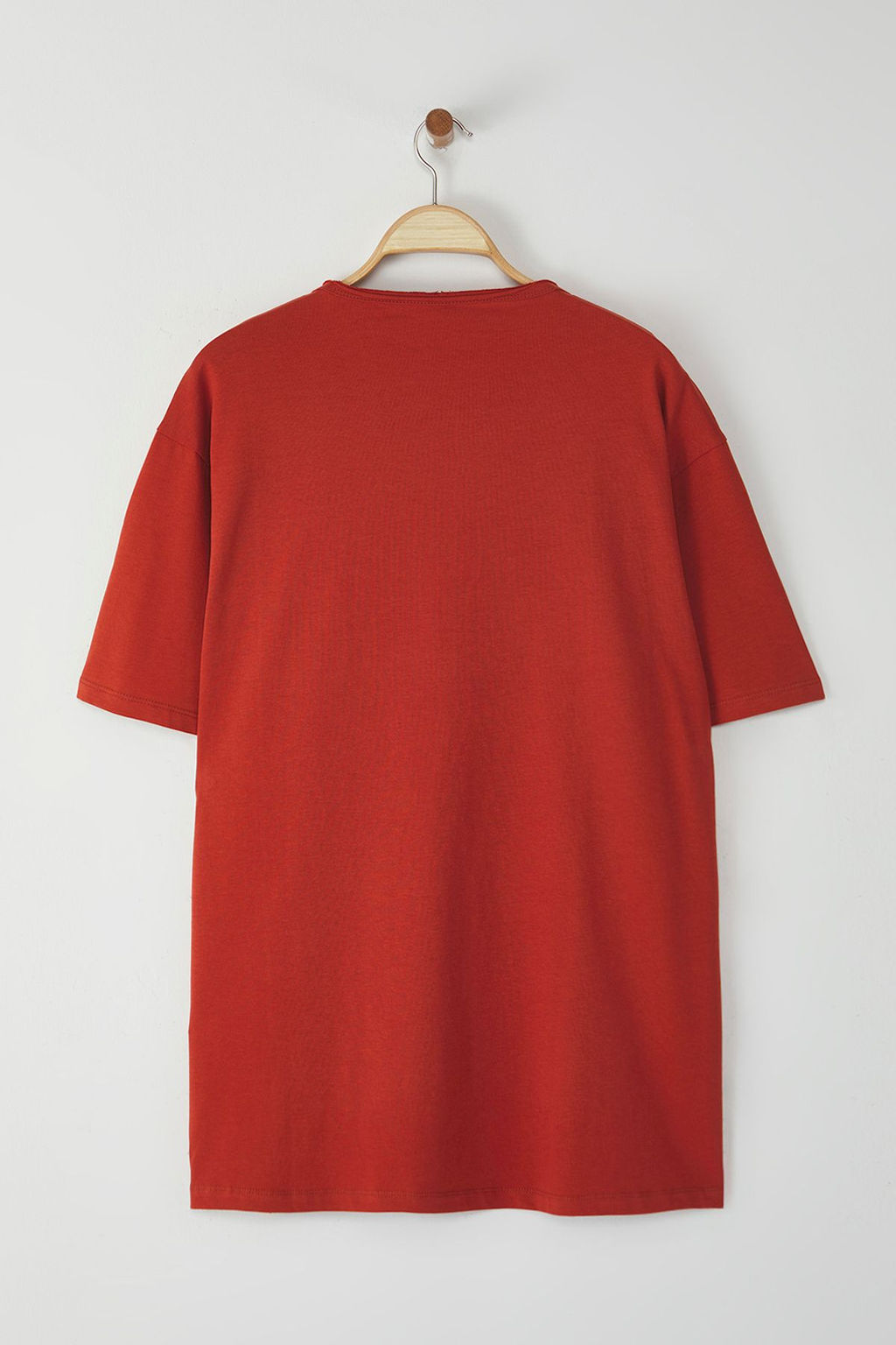 Kiremit Buyuk Beden Oversize/Genis Kesim %100 Pamuklu Yaka Detayl? T-Shirt TMNSS25BF00035 - Trendyolmilla фото 4