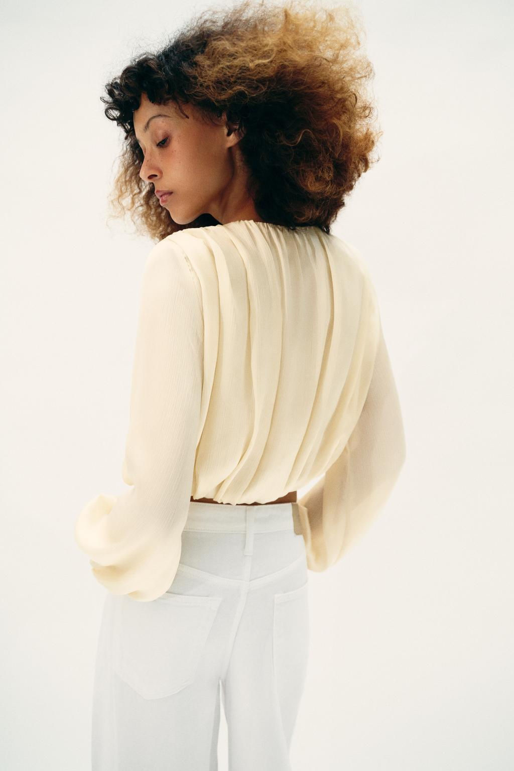 SATIN BALLOON BLOUSE - Zara фото 19