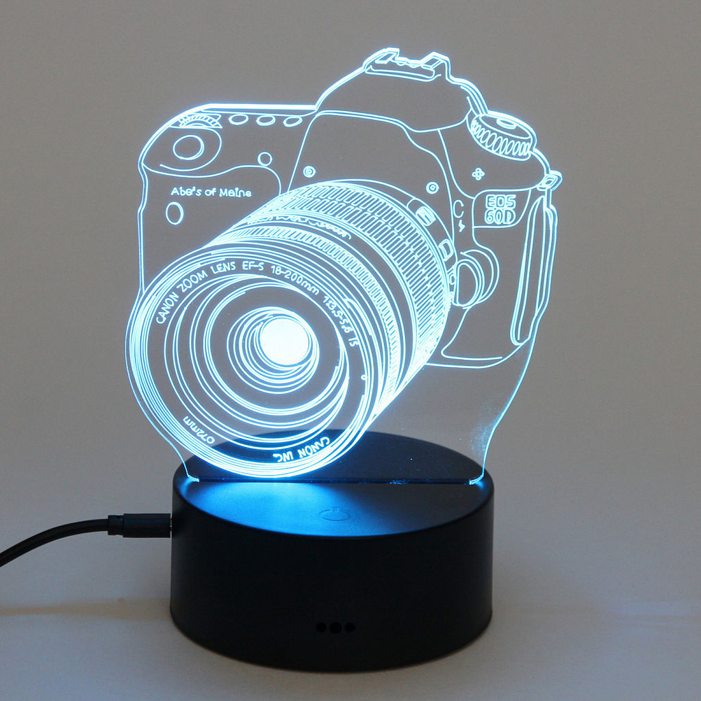Цена за 2 шт. Светильник ночник "3D-Фотоаппарат" на пластиковой подставке, с включателем USB