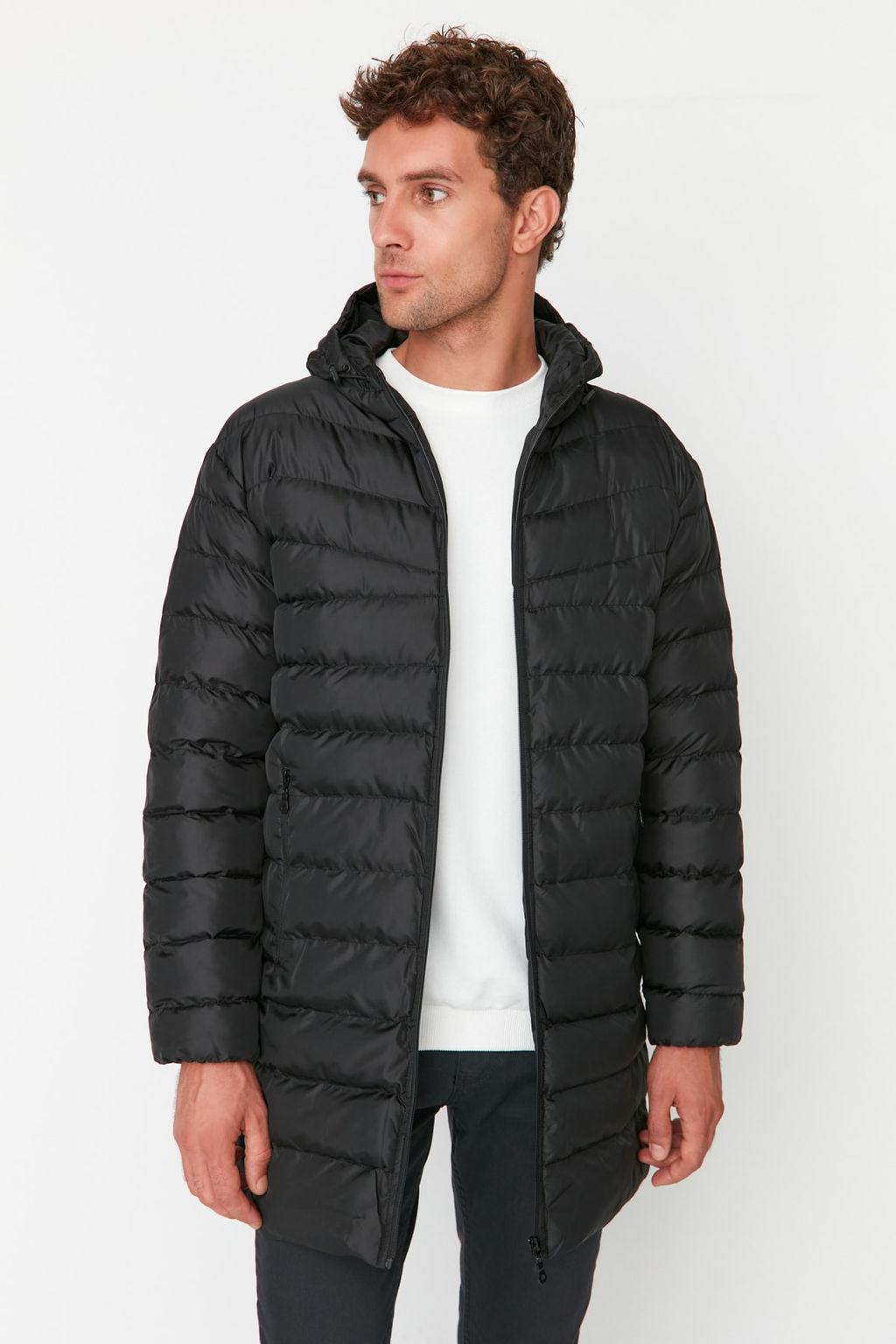 TRENDYOL MAN Siyah Regular Fit Yan? Fermuarl? Ruzgara Dayan?kl? K?sl?k Mont TMNAW23MO00064 - Trendyolmilla фото 6