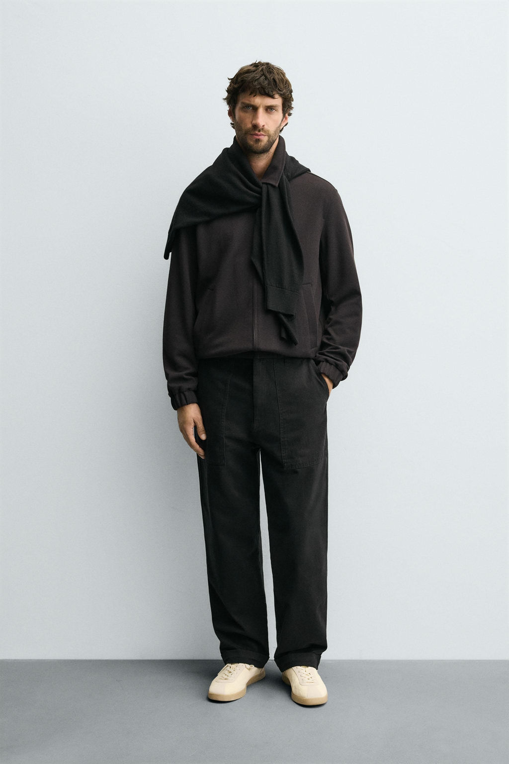 TWILL STRAIGHT-LEG TROUSERS