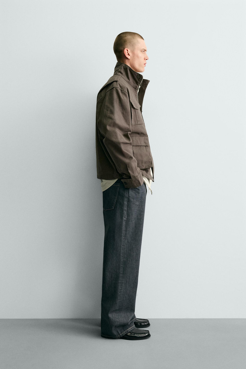 CAZADORA BOXY FIT CANVAS ALGOD?N / Khaki oscuro - Zara фото 4