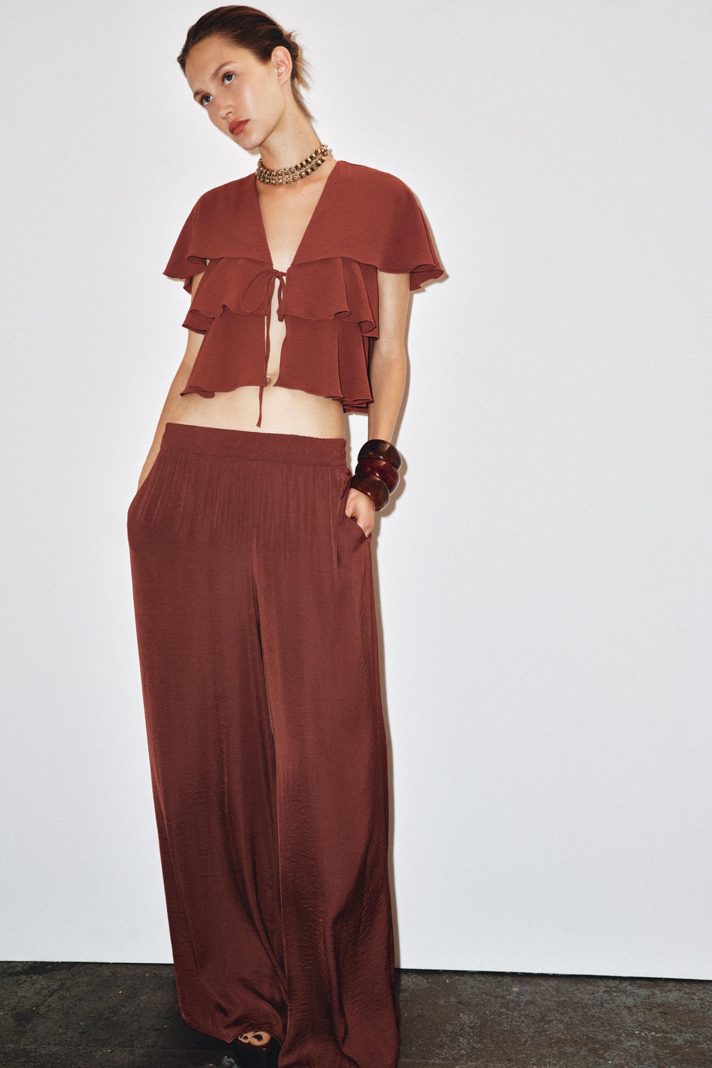 WIDE FLOWING TROUSERS - Zara фото 6