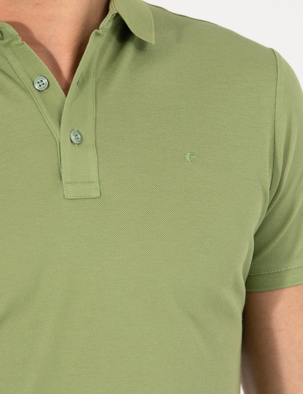 A__k Ye_il Polo Yaka Slim Fit Basic Merserize T-shirt