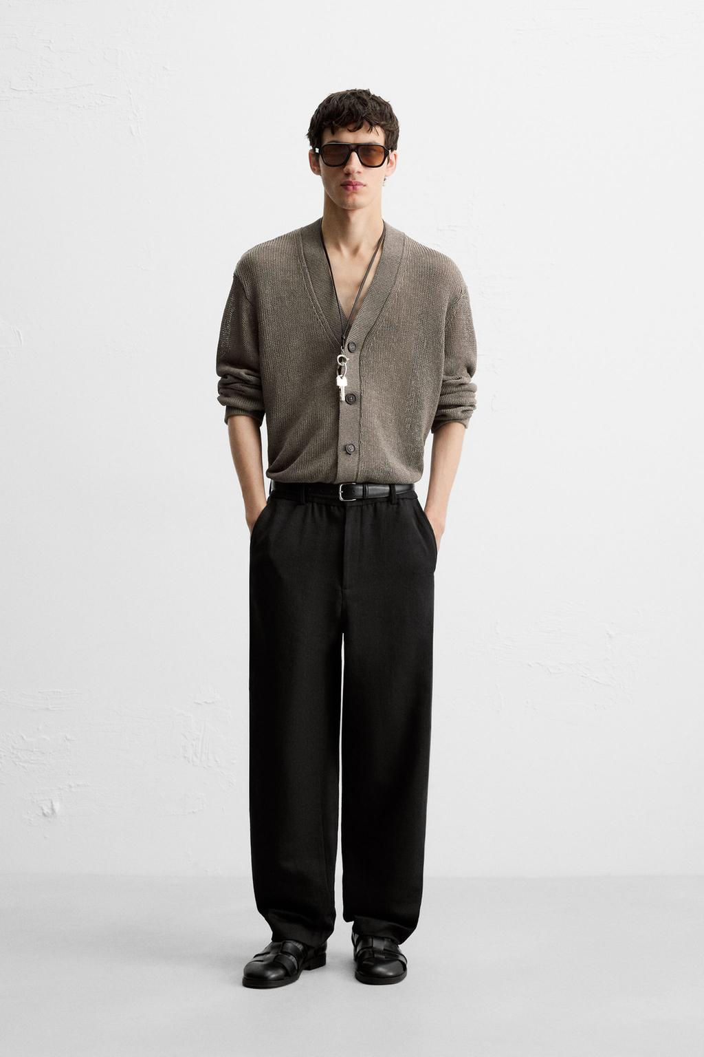 TEXTURED REGULAR FIT TROUSERS - Zara фото 11