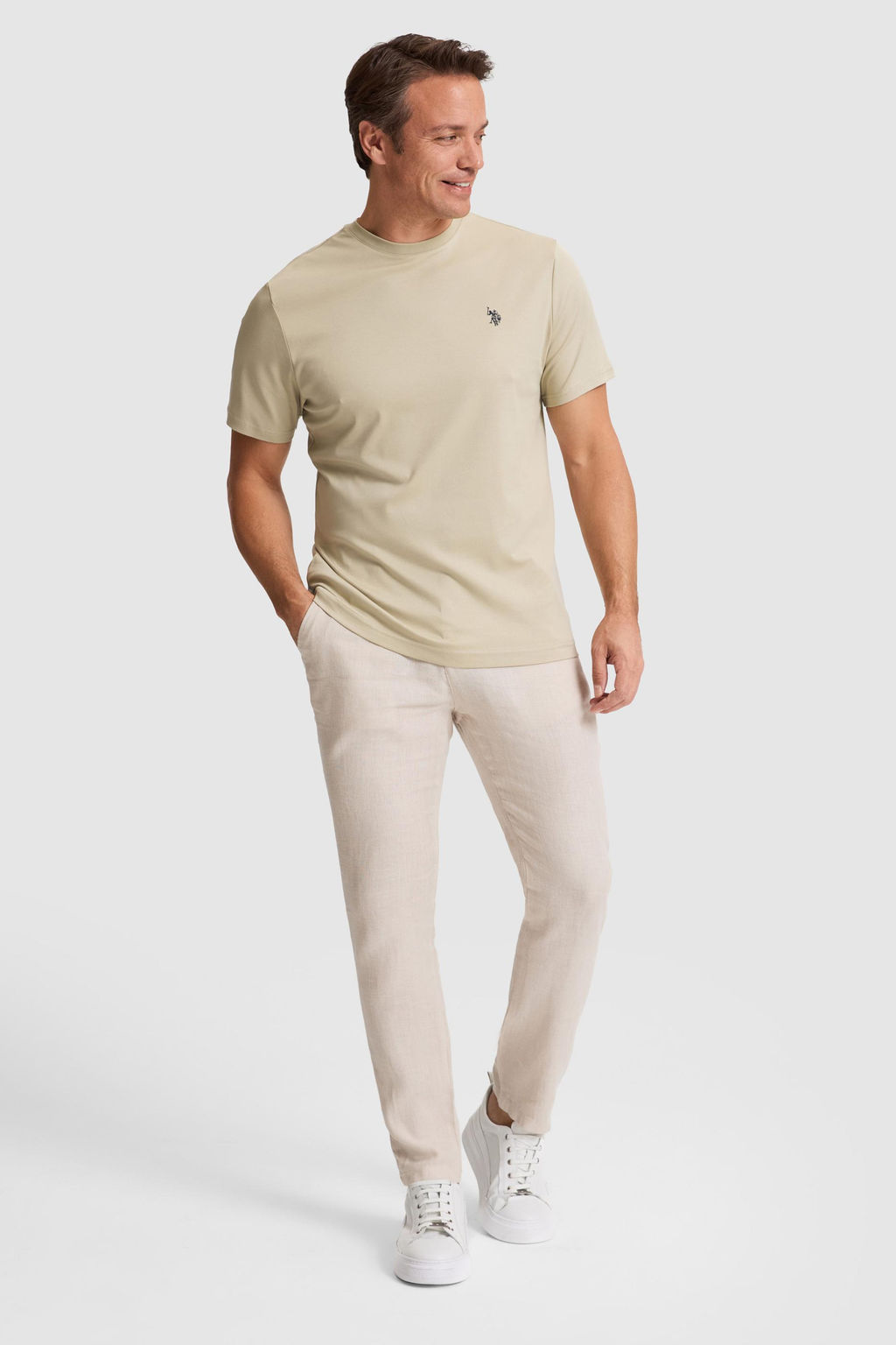 Erkek A__k Haki Regular Fit Bisiklet Yaka Basic Ti__rt